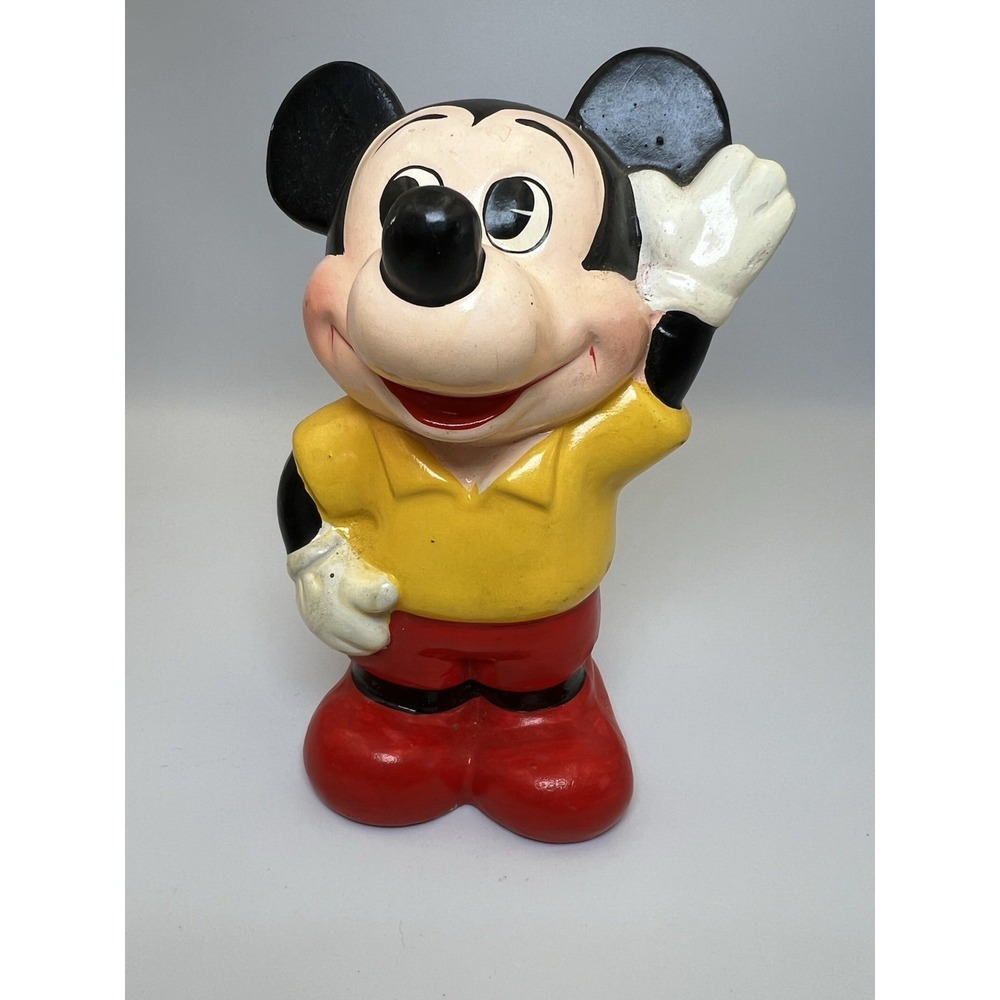 Vintage 1970's Walt Disney Productions Mickey Mouse Coin Piggy‎ Bank Japan 6"